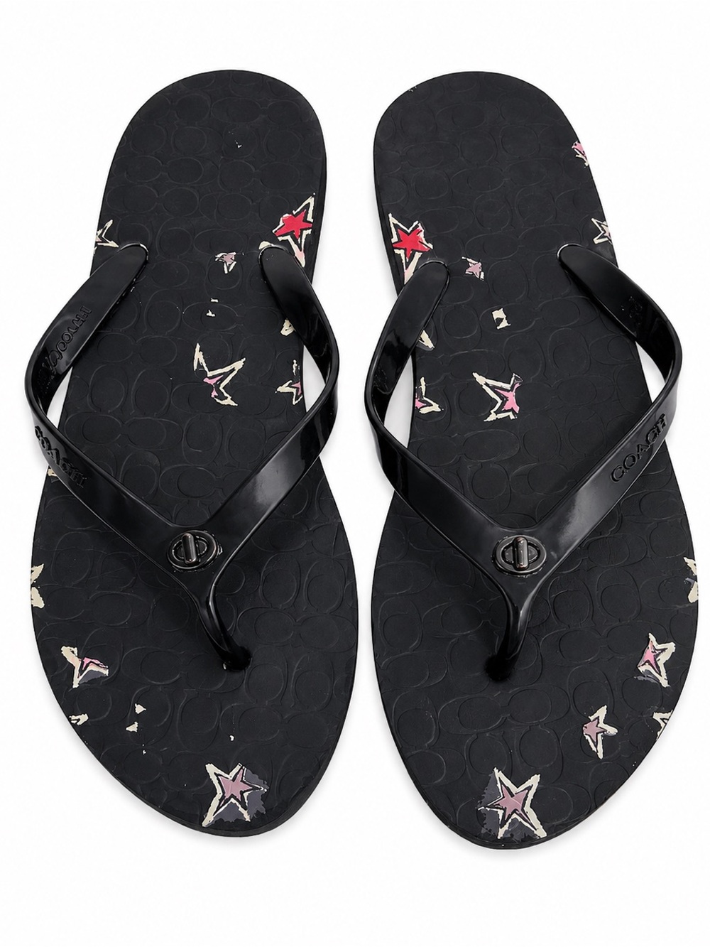 Coach Jelly Flip Flops – Black Star Print – Women’s Size 10B (EU 40)